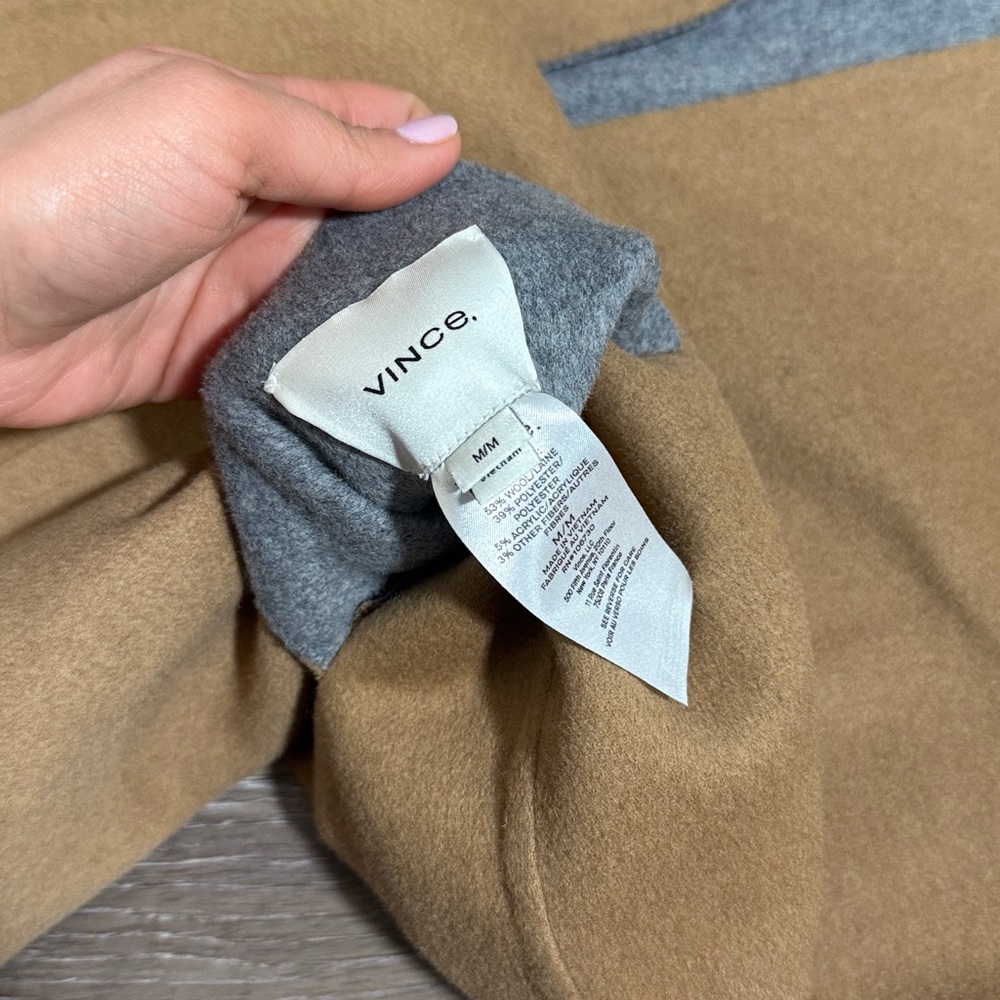 Vince Reversible Gray Camel Open Front Coat M - Picture 3 of 4
